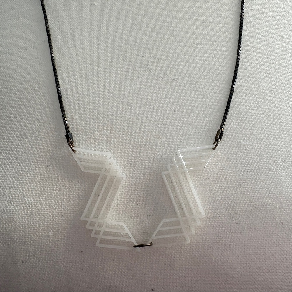 White Geometric 3D Printed Necklace